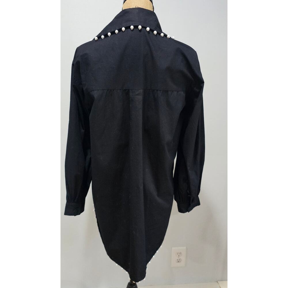 Me Me Me Black Studded Trim Button Down Tunic Shirt Anthropologie, Sz S - Picture 6 of 13